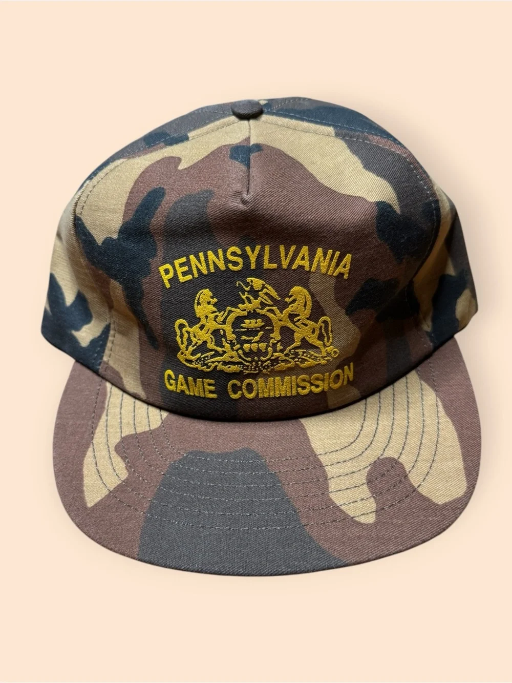 Vintage 1980s Pennsylvania Game Commission SnapBack Hat Camo Vtg 80s